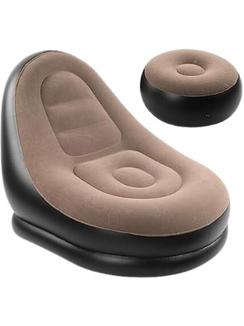 Poltrona Inflável Ultra Lounge Com Pufe Sofá Preguiçoso