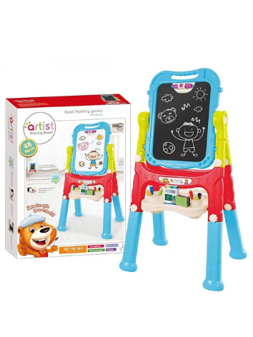 Lousa Cavalete Quadro Infantil Quadrado Dupla Face com Acessórios Mesa Educativa Ajustável Menina Menino