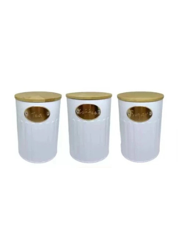 Pote Lata De Ferro Com Tampa De Bambu