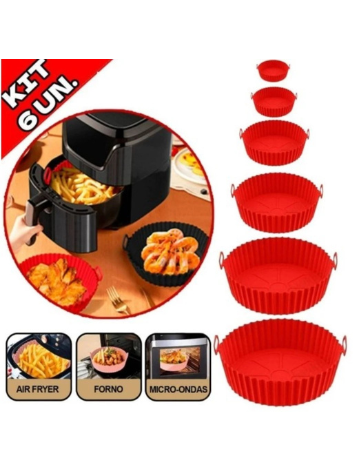 GUIANA Kit 6 Forma Antiaderente Para Air Fryer Silicone Forno Microondas