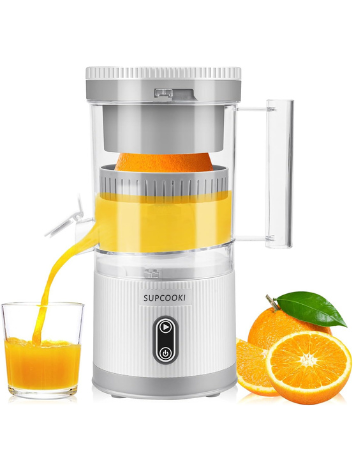 Espremedor de frutas cítricas elétrico, máquina de suco recarregável com cabo USB e escova de limpeza, botão de toque, espremedor automático de laranja limão e toranja, espremedor portátil