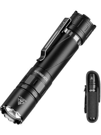 Lanterna tática Sofirn SK30 recarregável de 3000 lúmens de alto lúmens, interruptores duplos, 6 modos, lanterna de LED IP68 super brilhante para acampamento, casa, emergência, resgate, caça, inspeção