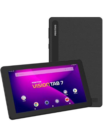 Tablet Positivo Vision TAB 7 - Processador Octa-Core 3GB RAM 64GB Armazenamento, Tela 7” IPS, Bateria 3100mAh, Android 14 Go, Wi-fi - Preto