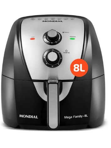 Fritadeira Sem Óleo Air Fryer 8L, Mondial, Preto/Inox, 1900W