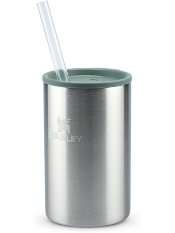 Stanley - Can Cooler com tampa e canudo, copo térmico de 296 ml para manter as bebidas em lata geladas, Stainless Steel