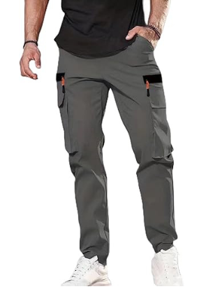 Calça cargo masculina, perna reta, caminhada, treino ao ar livre com bolso