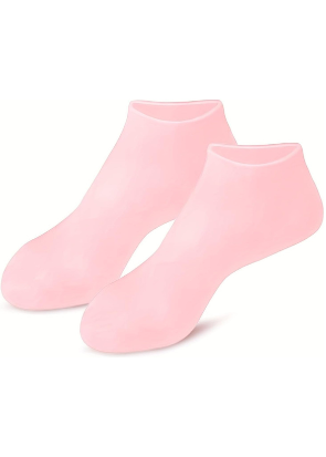 1 par de meias de silicone hidratantes, meias de silicone que retêm umidade para saltos secos e rachados e bege claro áspero (cor rosa)