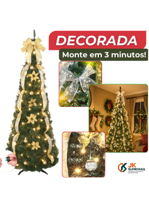 Árvore de natal pinheiro luxo 1,80m decorada enfeites decoração completa verde c luzes pisca piscas