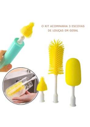 Elétrica Escova de Limpeza para Bico de Mamadeira, Garrafas, Jarras Multifuncional Giratória de Silicone 3 em1 360