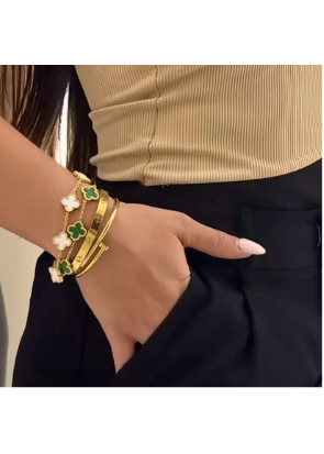 Conjunto 3 Braceletes Aço inoxidável Dourado Acessórios Femininos Virginia Moda KIT Pulseira