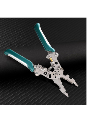 Descascador de fios dobrável multifuncional e resistente – Ferramenta de crimpagem, decapagem e enrolamento 3 em 1