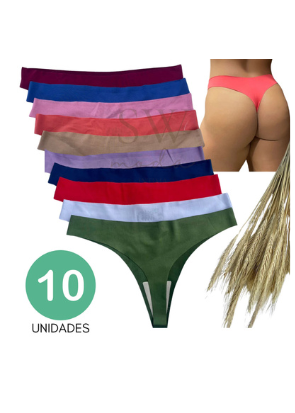 Kit 10 Calcinhas Fio Dental Sem Costura Com Corte a Laser Não Marca