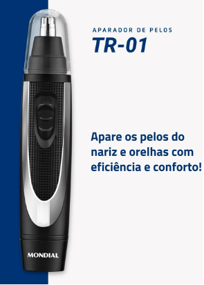 MONDIAL Aparador de Pelos Classic, Preto/Prata, 0,8W, Bateria - TR-01